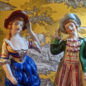 1950s quality porcelain figurines Marie-Antoinette era Japan made  Meissen style